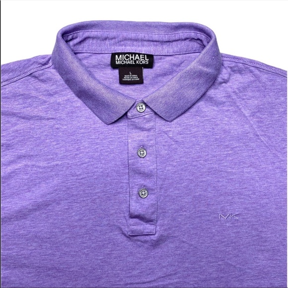 🦖MICHAEL KORS  MEN’S POLO PURPLE T-SHIRT SIZE-L - Picture 3 of 4